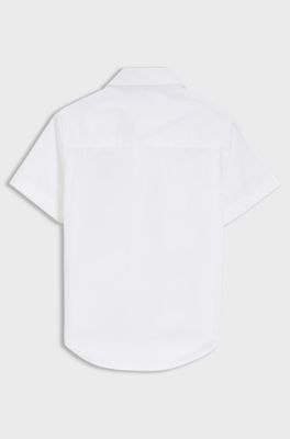 Kids' shirt in Oxford cotton with embroidered logo, White