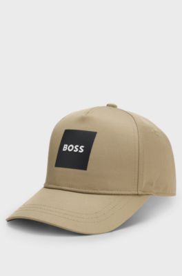Kids' cap in twill with logo print, Brown