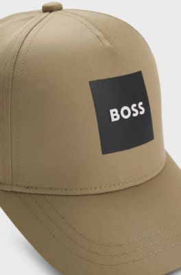 Kids' cap in twill with logo print, Brown