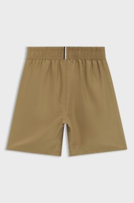 Kids' swim shorts with logo print, Brown