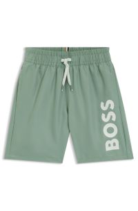Zwemshort voor kinderen met logoprint, Groen