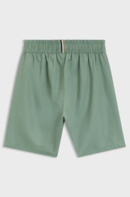 Kids' swim shorts with logo print, Green