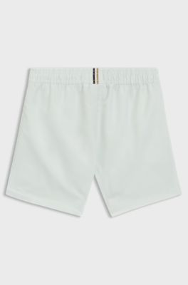 Kids' swim shorts with vertical logo, Light Green