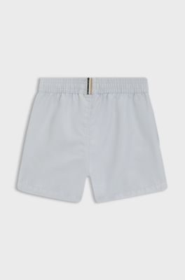Kids' swim shorts with vertical logo, Light Blue