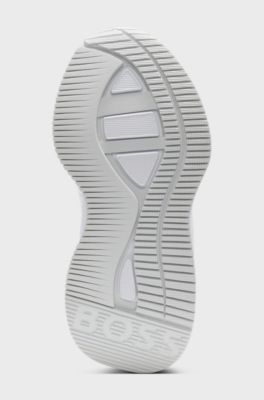 Baskets enfant avec tige en maille et finitions en cuir su&eacute;d&eacute;, Blanc