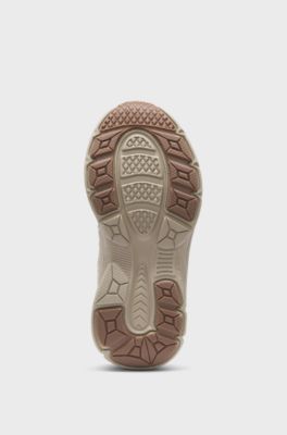 Kids' trainers in leather and mesh, Beige