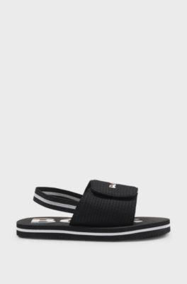 Kindersandalen met kenmerkend gestreept logo, Zwart