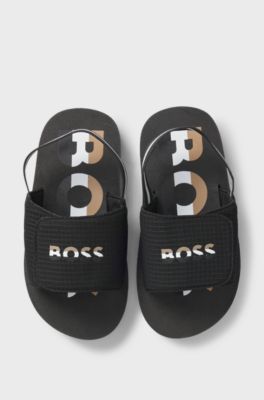 Kindersandalen met kenmerkend gestreept logo, Zwart