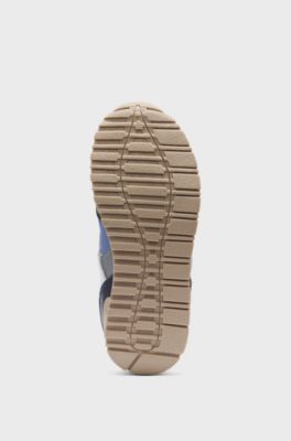 Kids' trainers in leather and canvas, Dark Blue