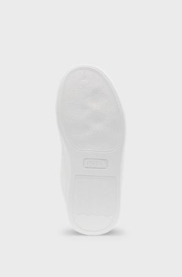 Kids' lace-up trainers in leather and fabric, White