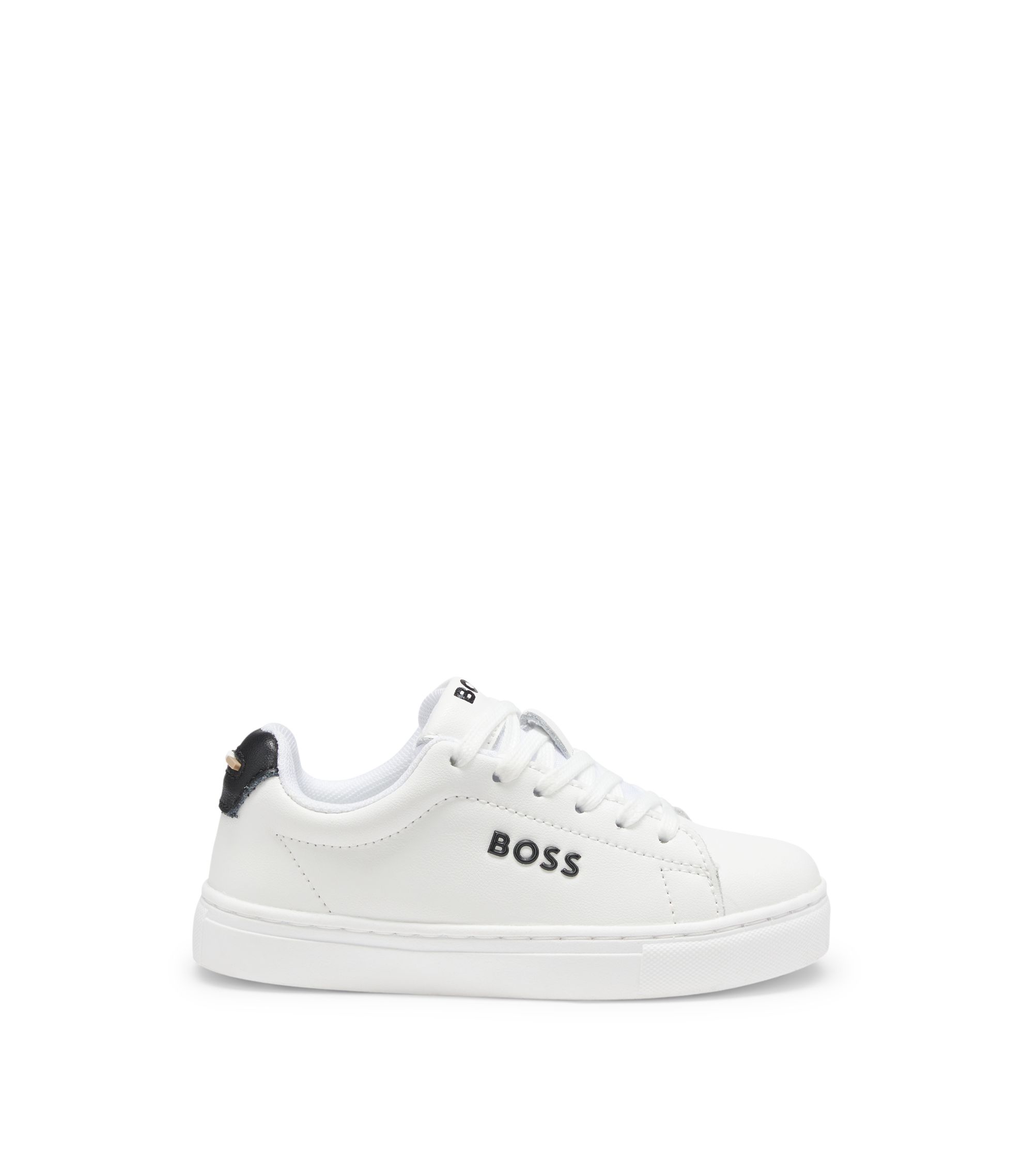 BOSS - キッズ レースアップスニーカー レザー/ファブリック - ホワイト