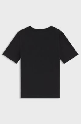 Kids' T-shirt in cotton with football artwork, Black