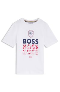 Kids T-Shirt aus Baumwolle mit Fu&szlig;ball-Artwork, Wei&szlig;