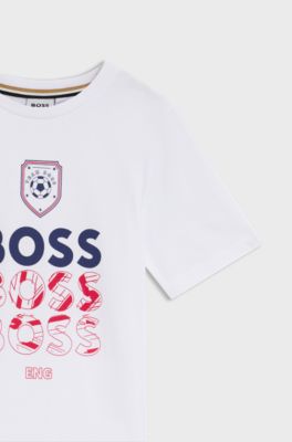 Camiseta para ni&ntilde;os en algod&oacute;n con ilustraci&oacute;n de f&uacute;tbol, Blanco