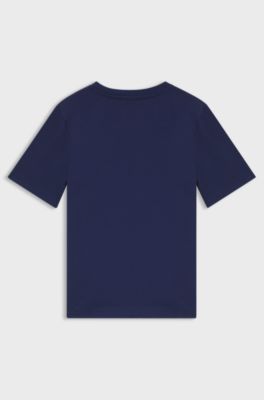 Kids' T-shirt in cotton with football artwork, Dark Blue