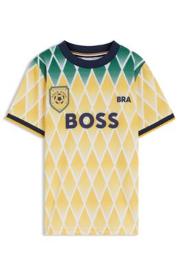 Kids' football T-shirt in stretch jersey, Yellow