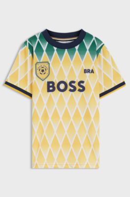 Kids' football T-shirt in stretch jersey, Yellow