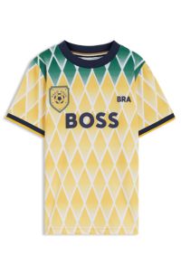 Kids' football T-shirt in stretch jersey, Yellow