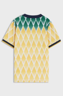 Kids' football T-shirt in stretch jersey, Yellow