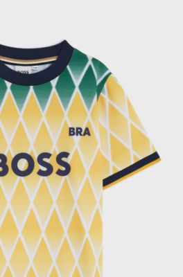 T-shirt da calcio bambini in jersey elasticizzato, Giallo