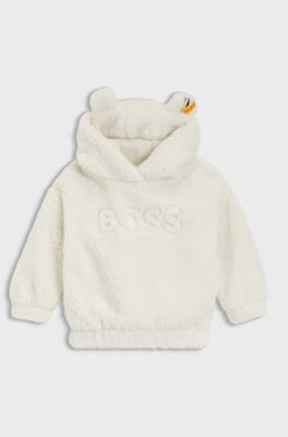 BOSS x Steiff kids' hoodie in teddy fabric, Natural