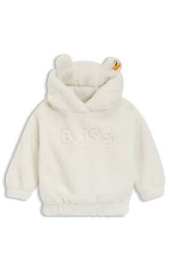 BOSS x Steiff kids' hoodie in teddy fabric, White