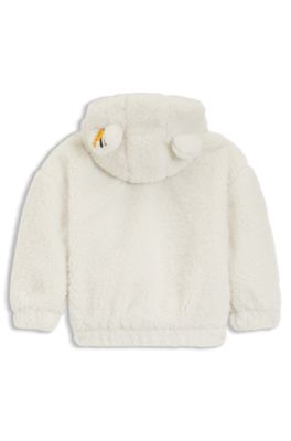 BOSS x Steiff kids' hoodie in teddy fabric, White