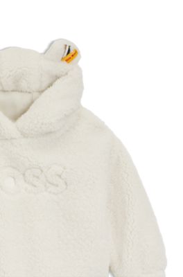 BOSS x Steiff kids' hoodie in teddy fabric, White