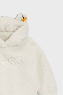 BOSS x Steiff kids' hoodie in teddy fabric, White