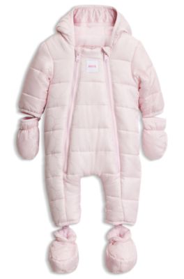 Baby hooded snowsuit, Light Pink