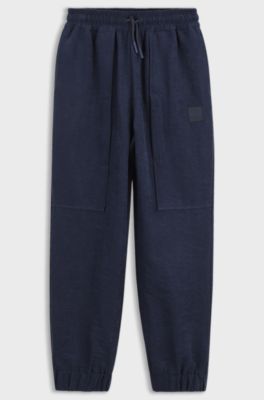 Kids' satin tracksuit bottoms, Dark Blue