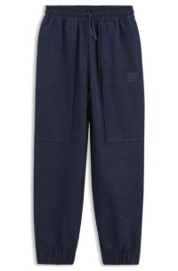 Kids' satin tracksuit bottoms, Dark Blue