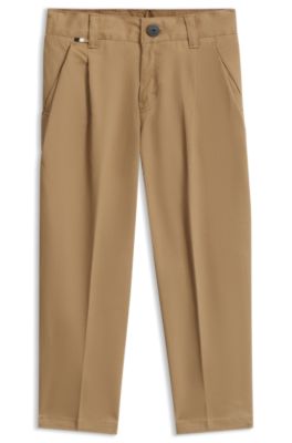 Kids' pleated chinos, Brown