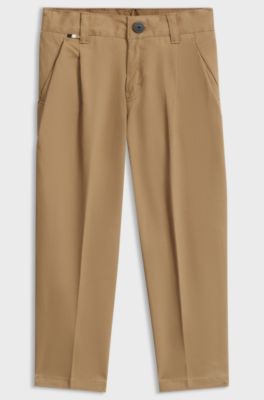 Kids' pleated chinos, Brown