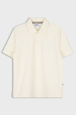 Kids' monogram polo shirt, Natural
