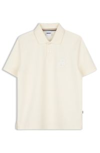 Kids' monogram polo shirt, Natural