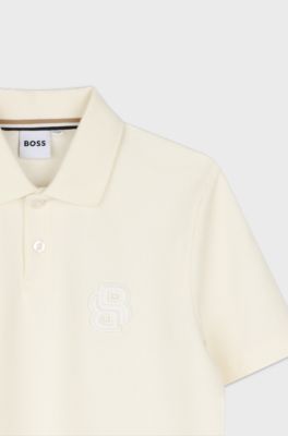 Kids' monogram polo shirt, Natural