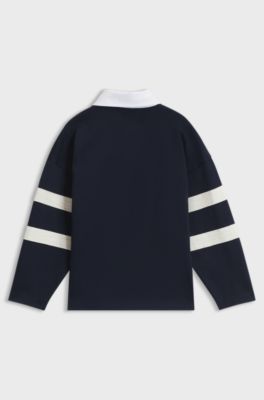 Kids' long-sleeved polo shirt, Dark Blue