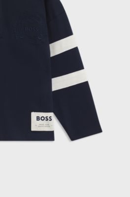 Kids' long-sleeved polo shirt, Dark Blue