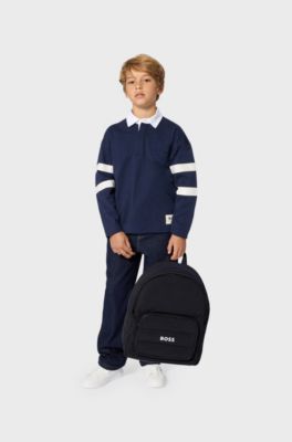 Kids' long-sleeved polo shirt, Dark Blue