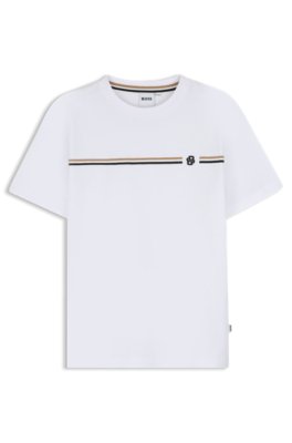 Boss Bianco T-Shirt Per Bambini In Cotone