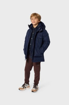 Kinderparka met capuchon, Donkerblauw