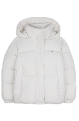Veste &agrave; capuche en satin avec doublure matelass&eacute;e pour enfant, Naturel