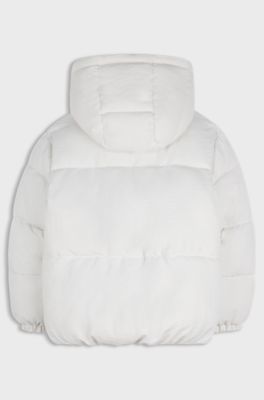 Kids' hooded jacket in satin with quilted lining, Natural