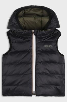 Kids' reversible down gilet, Dark Green