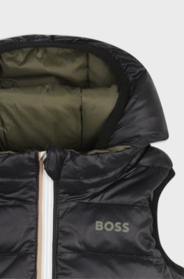 Kids' reversible down gilet, Dark Green