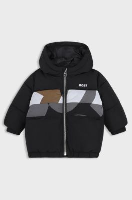 Doudoune &agrave; capuche pour enfant, Noir