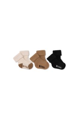 Three-pack baby socks, Brown