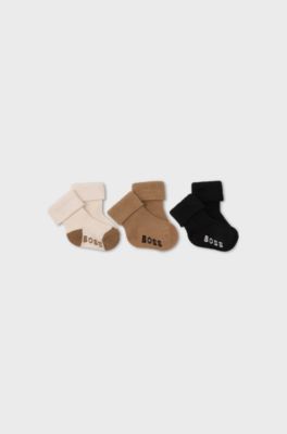 Three-pack baby socks, Brown