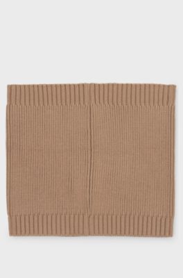 Kids-Kapuzenschal mit Logo-Print, Braun